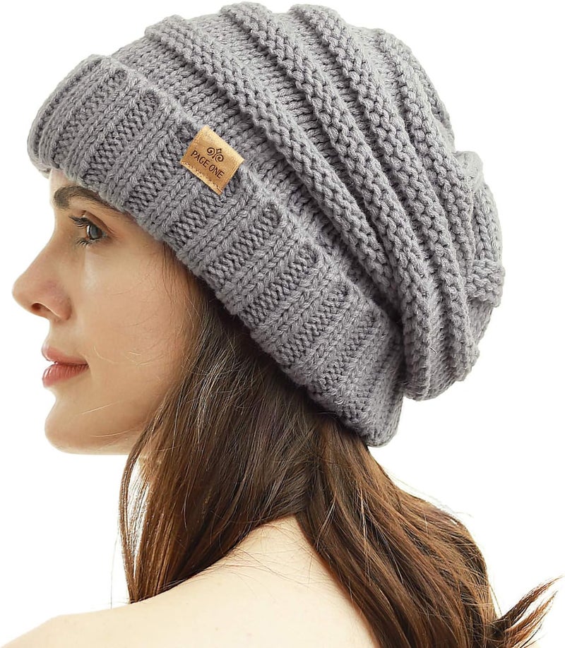 PAGE ONE Womens Winter Beanie Warm Cable Knit Hat Style Stretch Trendy Ribbed Chunky Cap - Image 1